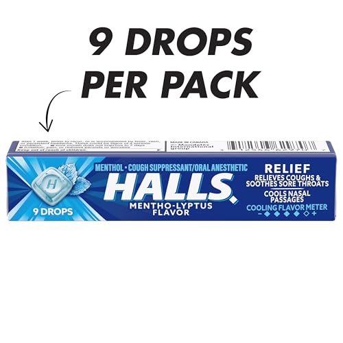 HALLS Relief Mentho-Lyptus Cough Drops, 20 Packs of 9 Drops (180 Total Drops)