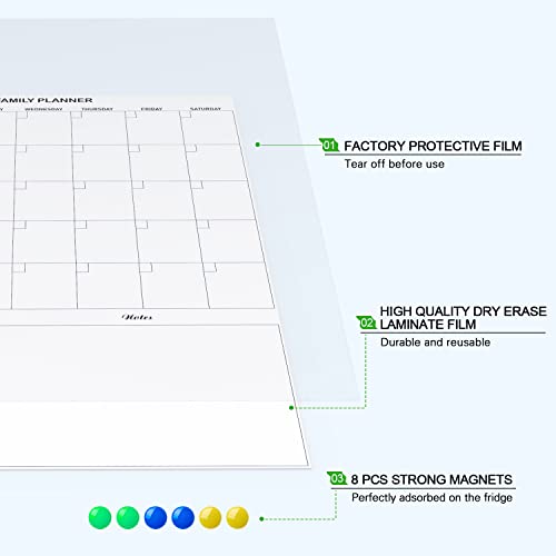 Family Calendar Dry Erase Board For Wall - 16.5 X 23.6" Large Monthly Planner Board For Wall: Monthly Organizer & Weekly Menu For Home, Office, Classroom #TOP6