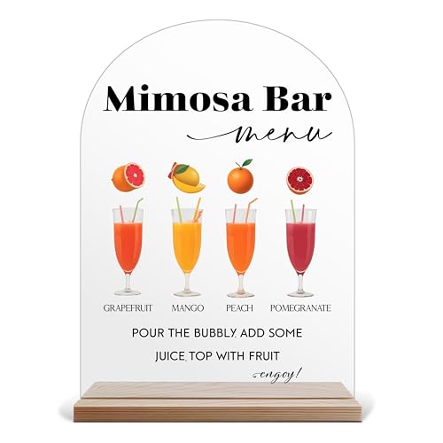 Mimosa Bar Menu Signs, Acrylic Decor for Brunch & Parties