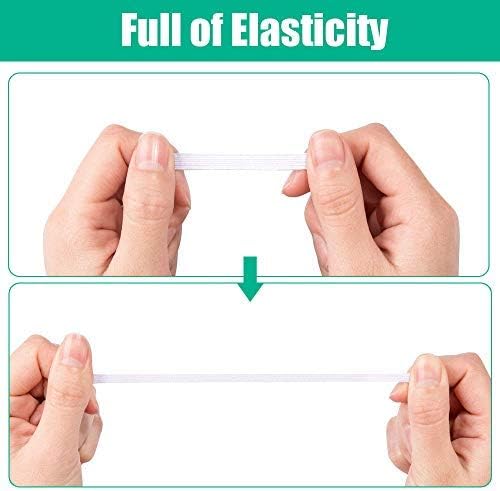1/4''Inch 100 Yards Elastic Bands for Sewing White Elastic Cord Rope String for DIY Masks Heavy Stretch High Elasticity Knit Strap Spool for Making Masks DIY Sewing Crafts