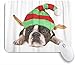 Produktbild Dekoratives Gaming-Mauspad,Elf Boston Terrier mit Weihnachtsmütze auf Ohren Kostüm Hund Tier,Bürocomputer-Mausmatte mit rutschfester Gummibasis