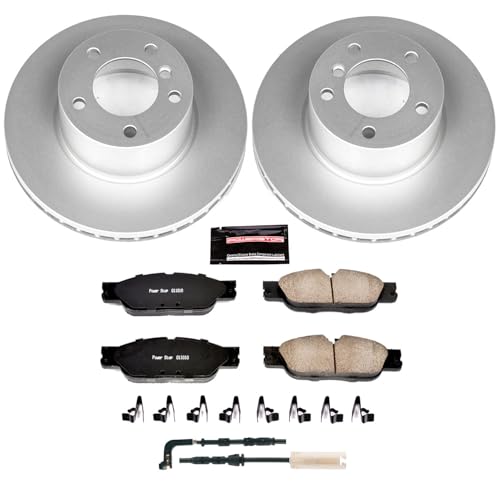 Image of PowerStop Front Brake Kit for BMW 325i 2006 - Fully-Coated Disc Rotors with Z23 Carbon-Fiber Ceramic Brake Pads Upgrade, CRK3087