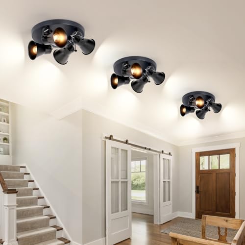 Image of 4-Light Kitchen Lighting Fixtures Ceiling, Adjustable Track Lighting Fixtures, Morden Black Directional Ceiling Light for Kitchen, Bathroom, Hallway, Dining Room, Coffee Bar.