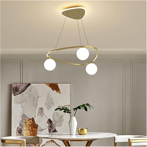 Lustre moderne en verre doré et éclairage suspendu pour cuisine et salon