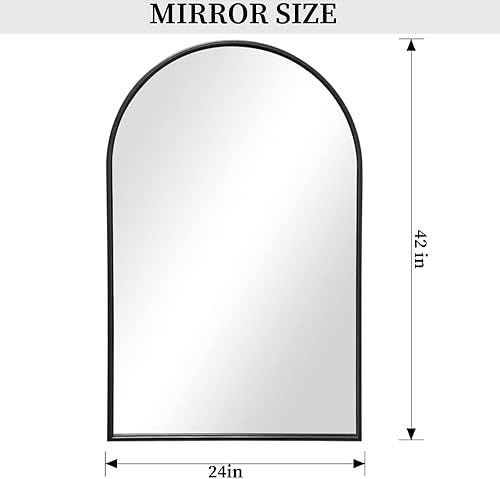 Miniatura 3 de Dewfig Espejo de pared arqueado, 30 x 20 pulgadas, espejo negro arco para tocador de baño, sala de estar o dormitorio, entrada, espejo de pared con