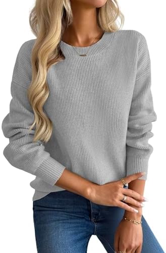 Zeagoo Pullover Damen Elegant Herbst Winter Grobstrickpullover | Rundhals| Langarm |Warm |Pulli Einfarbig |Colorblock| Sweater S-XXL