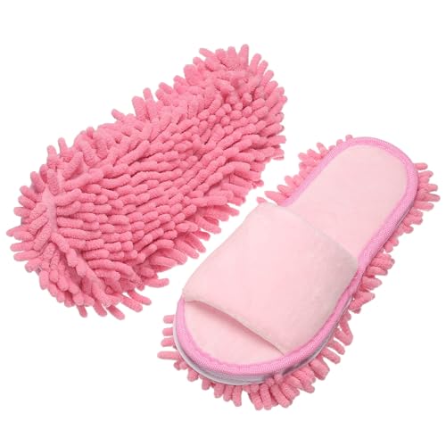 Pantoufles en microfibre chenille rose idéales pour le bureau et la maison