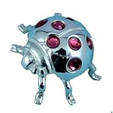 タックピン・ラペルピン・ブローチ 銀製 天道虫・てんとう虫 豆 スワロ入 （梅都工房作品）