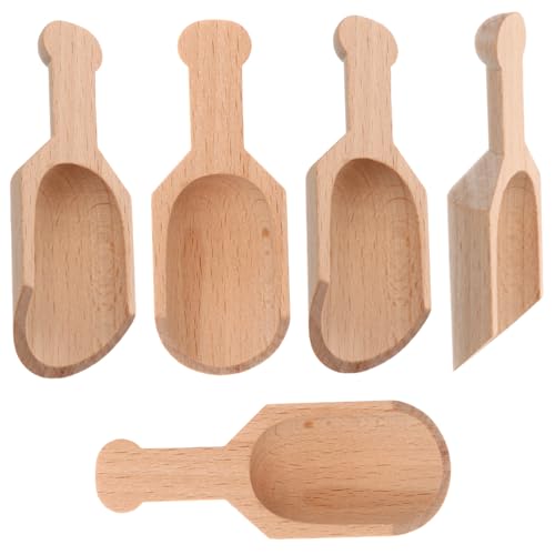 Mikinona 5個 木製スプーン点 調味料と浴塩用ミニ計量スプーン 天然ウッド素材 キッチン バスルーム用ティーアクセサリー