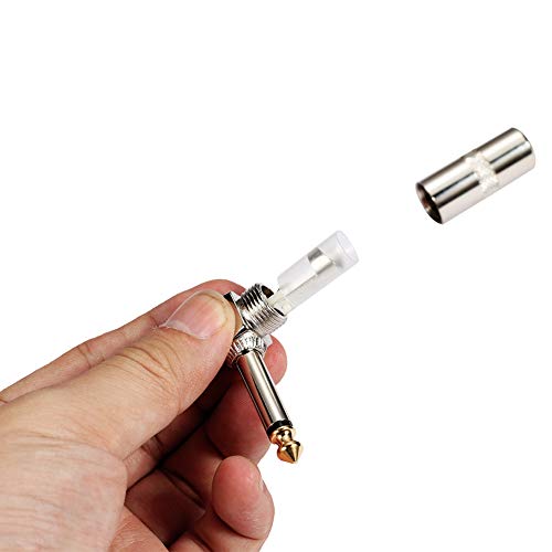Hsp-Hswiti Audio 1/4" 90 Degree Right Angle Plug, 6.35Mm Heavy Duty Ts Mono Male Solder Jack Connector For Speaker/Guitar/Microphone Cables - 5Pack #TOP3
