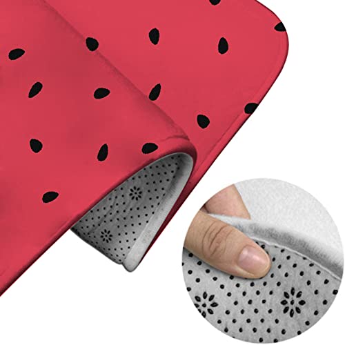 Badezimmerteppich-Set, 3-teilig, Wassermelonen-Frucht-Hintergrund, waschbare Badeteppiche, rutschfest, mit Rückenpolster, Konturteppich und Toilettendeckelbezug – Bild 5