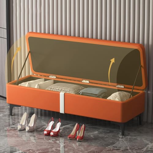 Banc ottoman extra long en cuir capitonné avec coffre intégré - 4