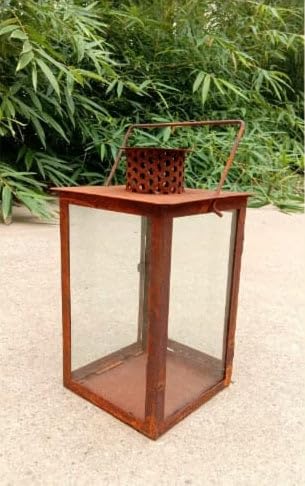 Zen Man Edelrost Windlicht Kerzenhalter Garten Laterne aus Metall Garten Weihnachten Metalllaterne Gartenlaterne Laterne Gartendeko (032114-1 : B12.7*B12.7*H20.5cm)