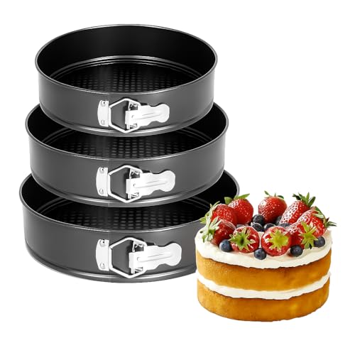3 Pack Non-Stick Baking Springform Round Cake Tin Tray Pan Set Ki...