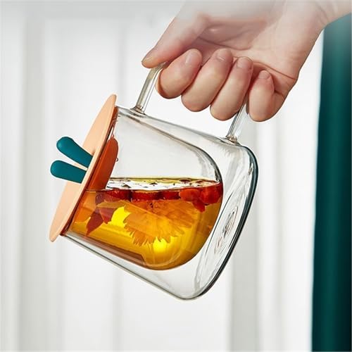 Vasos de vidrio vasos de doble pared con asa té infusiones amarillos 4