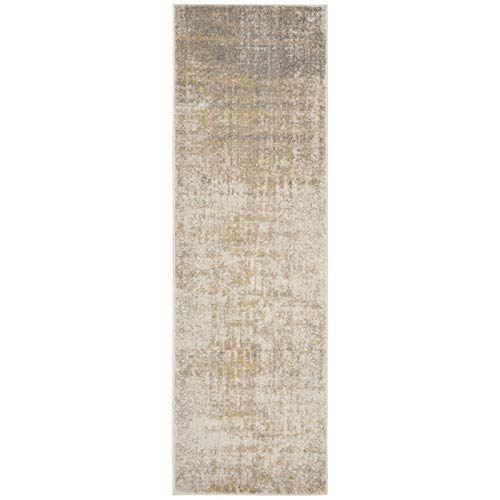 SAFAVIEH Adirondack Collection 2'6" x 8' Cream / Gold ADR207A Modern Abstract Non-Shedding Living Room Entryway Foyer Hallway Bedroom Runner Rug