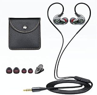 Holiper Wired Earphones Dual Driver with Mic, 3.5mm in Ear Headphones with 1.2m Cord Rich Bass Noise Isolation Waterproof Volume Control 3D Stereo Earbuds for Phone Laptop PC Tablet MP3 Player