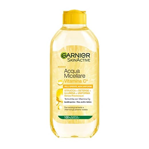 Garnier Acqua Micellare Tutto in 1 SkinActive, Con Vitamina C, Per Pelli Spente e Non Uniformi, Senza Risciacquo, 400 ml
