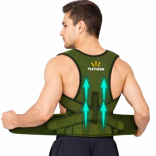 Image of PLETHEON Upper Back Support Posture Corrector Belt | Shoulder Straightener & Spine Alignment Brace | Fit From 30 to 44 Inch Tummy