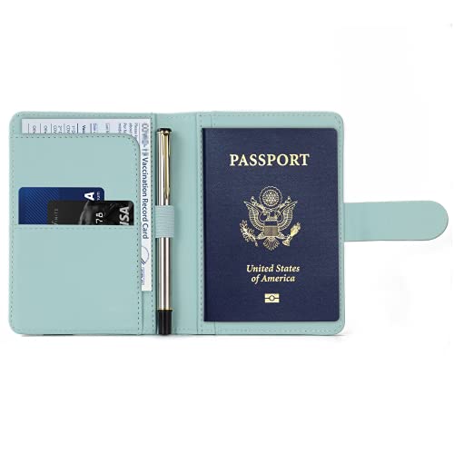 Image of Melsbrinna Premium Leather Passport Holder Covers Case, Waterproof Rfid Blocking Travel Wallet Passport Holder with Pen Holder, Cute Passport Book for Women /Men