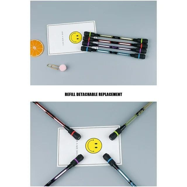 Image of 4 Pieces Spin Cool Pens, Rolling Finger Spin Game Pens with Weighted Ball, Non-Slip Stationery Set with Refills, Black Ink for Students, Entertainment,