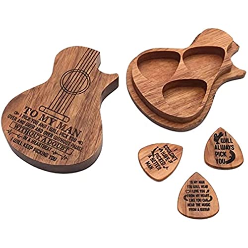Boîte cadeau en bois pour les guitaristes et les amateurs de musique, support de médiator de guitare avec 3 médiators en bois, boîte cadeau de musique - Les Beatles, Paul McCartney, John Lennon, RIngo Starr, George Harrison Boîte cadeau en bois pour les guitaristes et les amateurs de musique, support de médiator de guitare avec 3 médiators en bois, boîte cadeau de musique