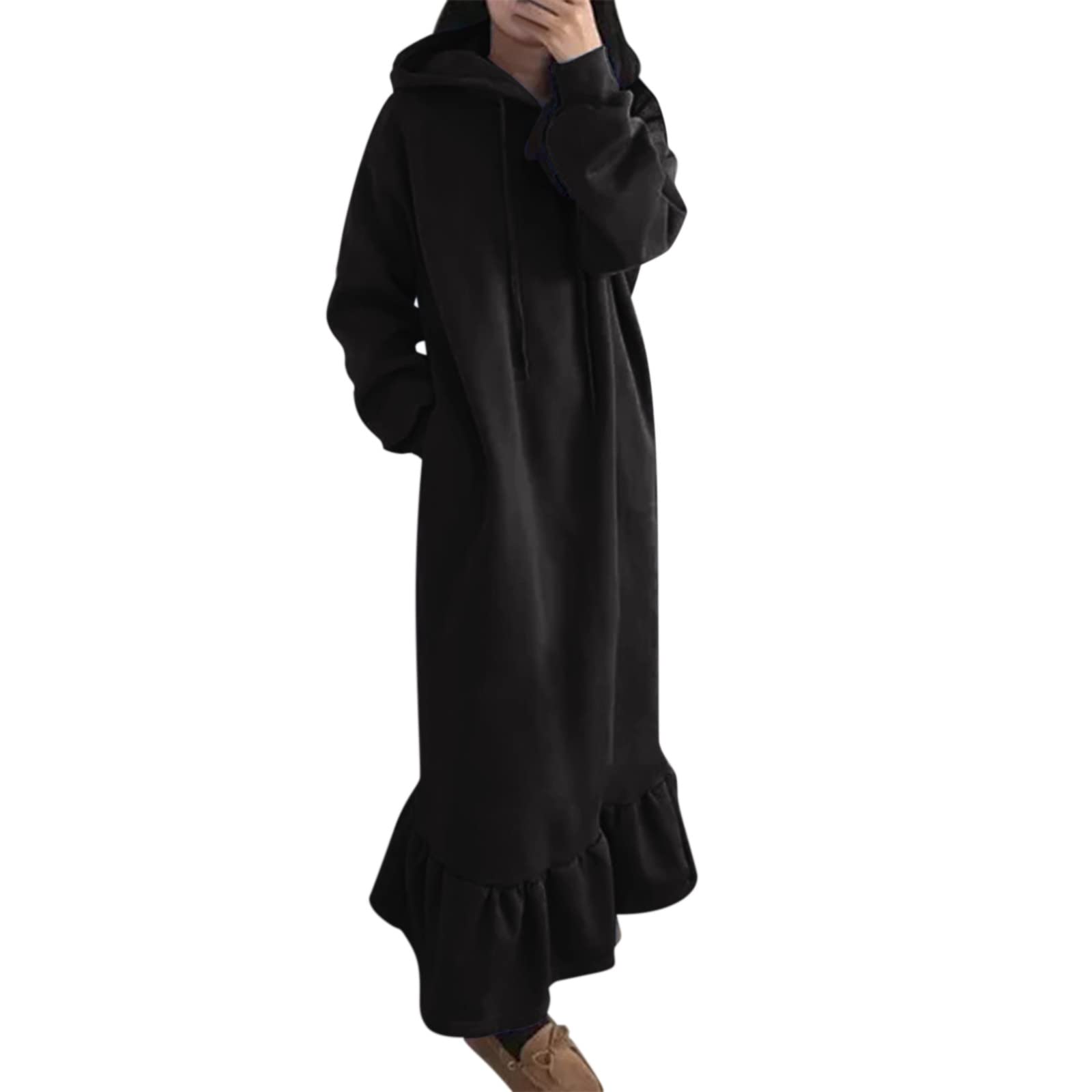 Robe à capuche pour femme - Grandes tailles - Robe à capuche surdimensionnée - Longue robe à manches longues - Sweat-shirt géant avec poches - Peignoir super doux et confortable - Pyjama long