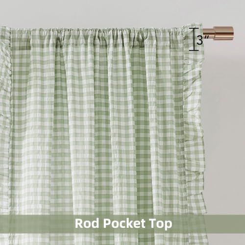 ZJDECOR Farmhouse Sage Green Buffalo Plaid Ruffled Window Curtains 72 Inch by ZJDECOR - Used condition - Image 6