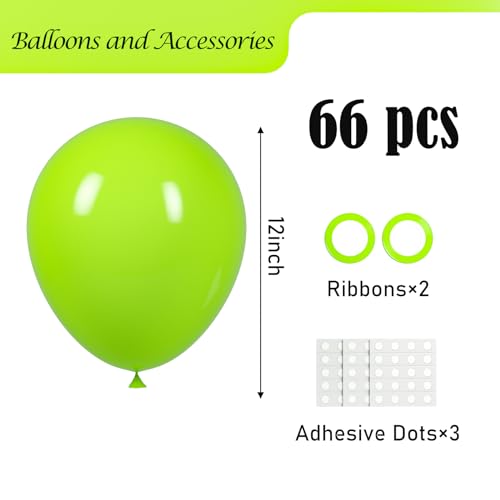 Image of Voircoloria Lime Green Balloons, 66pack 12inch Light Green Latex Party Balloons for St. Patrick's Day Birthday Graduation Bridal Shower Baby Shower Gender Reveal Jungle Safari Theme Party Decorations