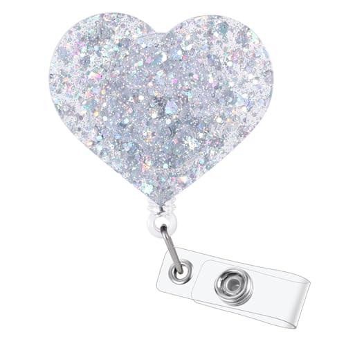 Funny Glitter Love Heart Nurse Badge Reel, Cute Bling Heart 