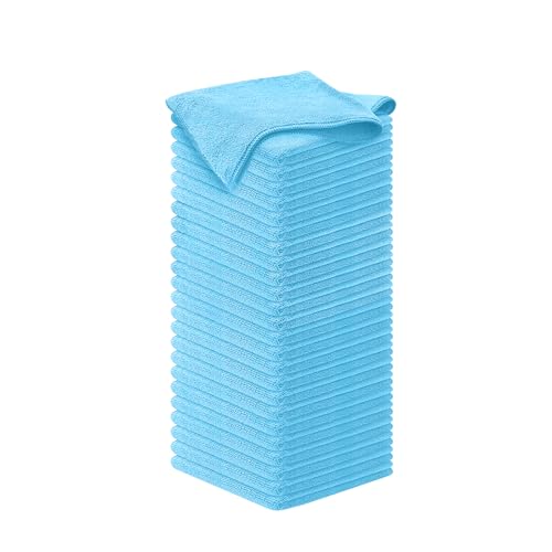 Image of USANOOKS Microfiber Cleaning Cloth - Turq - 50Pcs (12.5x12.5 inch) High Performance - 1200 Washes, Ultra Absorbent Car Towel Traps Grime & Liquid for Streak-Free Mirror Shine - car Washing Cloth