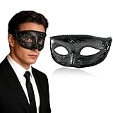 EKKONG Mascara Veneciana para Adulto, Negra Máscara de Mascarada Hombre, Vintage Party Mask, Exquisita Mascara Disfraz para Carnaval Mascarada Halloween Fiesta