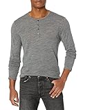 John Varvatos Men's Slim FIT Long Sleeve Henley with Texture, Seal Grey, L