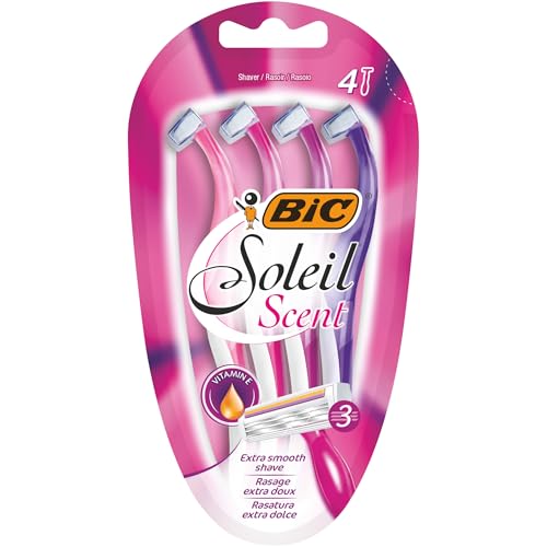 BIC Soleil Scent Disposable Razors for Women, Triple Blade, Pack of 4