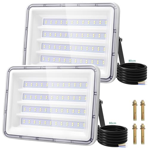 Viugreum 150W LED Outdoor Floodlight 2 Packs, 15000LM Cold White Outdoor Security Lighting Mains Powered