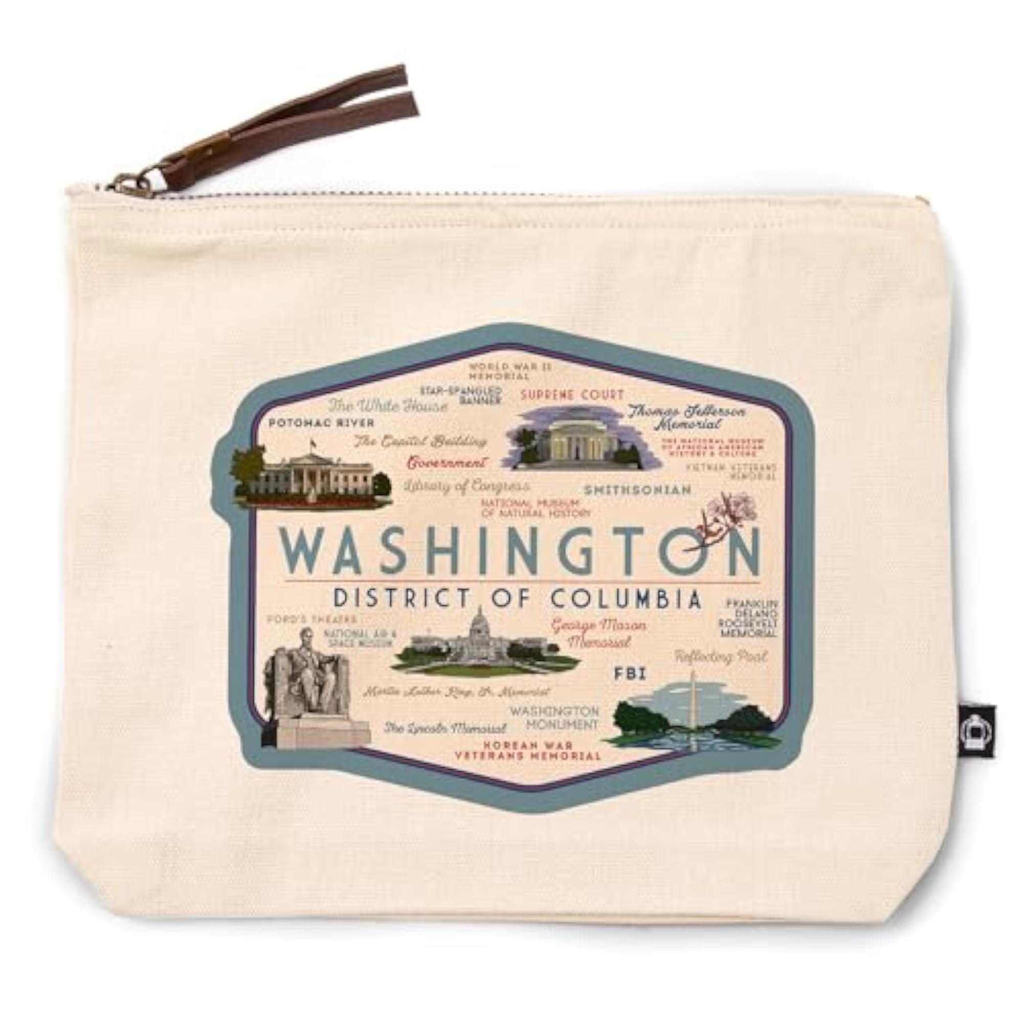 Cotton Canvas Travel Accessory Go Bag, Washington DC Typography