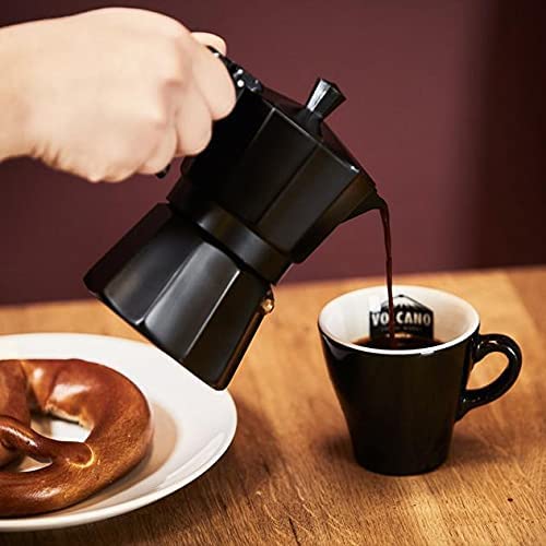 Image of 6-Cup 300 ml Aluminium Coffee Maker Espresso Machine Percolator Stove Top Moka Pot (Black)