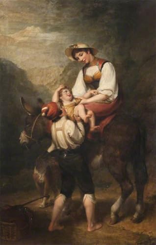 Tableaux murale art poster femme sur un âne Henry Howard 60x90cm