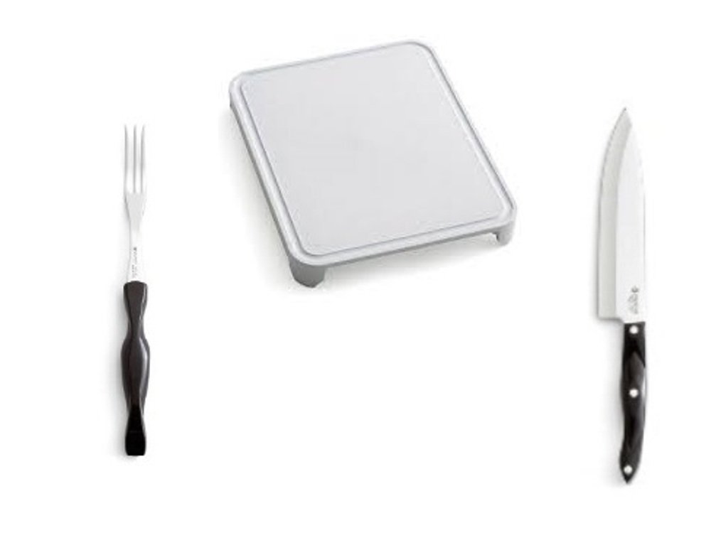 Cutco 3 Piece Carving Set ~ Medium Prep Board, Turning Fork (Model 1726) & Petite Chef Knife (Model 1728)