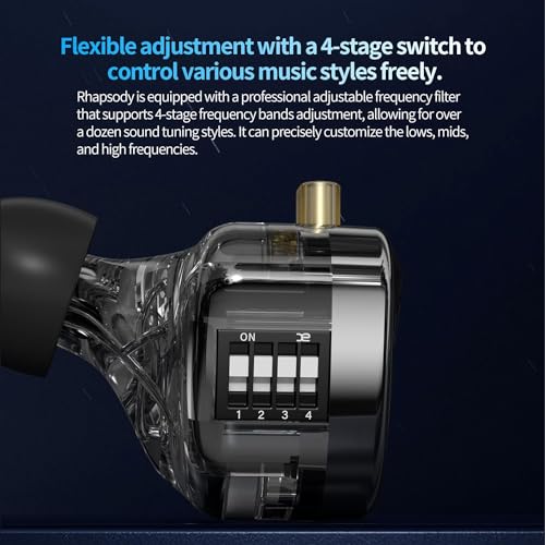 Image of CCA Rhapsody in Ear Monitors Headphones, 2DD+4BA Hybrid Driver HiFi IEMs Earphones with 4 Tuning Switches HiFi Bass Noise Isolation Wired Earbuds in-Ears for Singer Musician Audio Engineer Audiophile