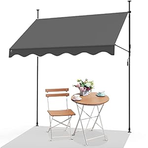 VOUNOT Handmatige voortent, intrekbaar, uv-bestendig, rolgordijn voor de tuin, van staal, polyester, met zwengel zonder…