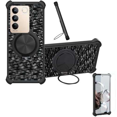 �Ή� Vivo S16 �P�[�X Phone Case [1�� 9H+�d�x���� �K���X�t�B����][360°��]���X�^���h�A�}�O�l�b�g��]CX-11-HEI
