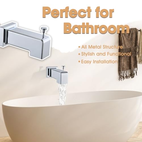 YASINU Slide-On Diverter Tub Spout - Sleek Square Design for Bathroom, Fits 1/2