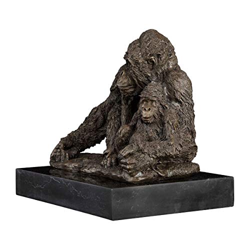 Bronze Mother Gorilla Cuddling Her Baby Statue Sculpture Wild Animal Monkey Art Home Decor #TOP1