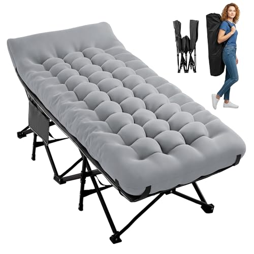 Palawano Lit de Camp Pliable Adultes avec Matelas, Sac de Transport, Bain de Soleil Supportant Jusqu’à 150 KG, Chaise Longue Pliante Camping Robuste pour...