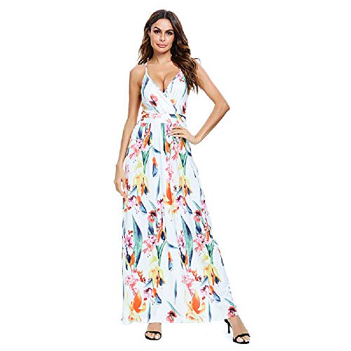 2020 Verano Vestido Europeo y Americano para Mujer Vestido de Mujer de Tirantes con Estampado Digital de Gran tamaño