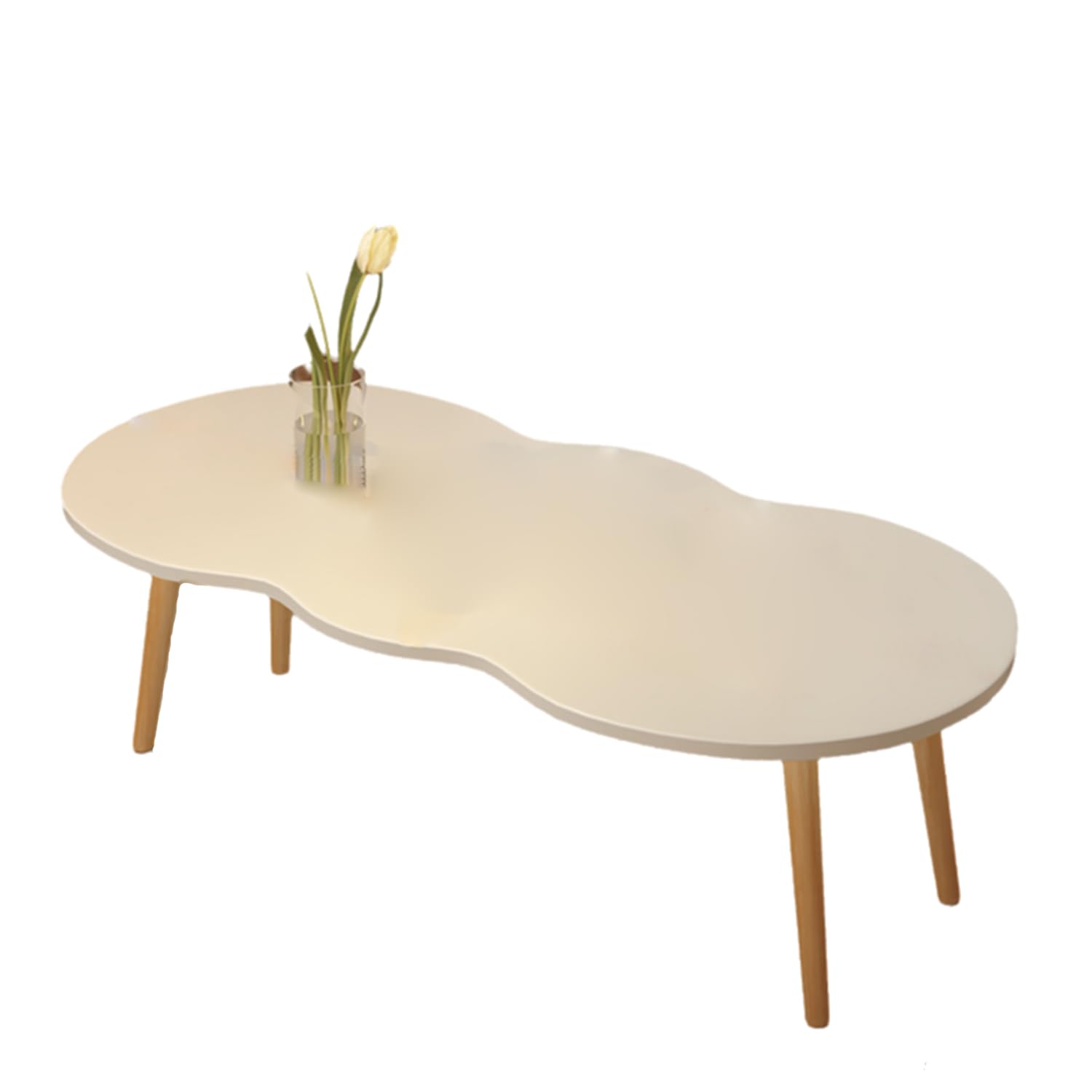Coffee Table Low Table Modern Coffee Table Solid Wood Sturdy Floor Table Desk Living Room Center Minimalist Display Coffee Table with Cloud Shape for Living Room Bedroom Sofa