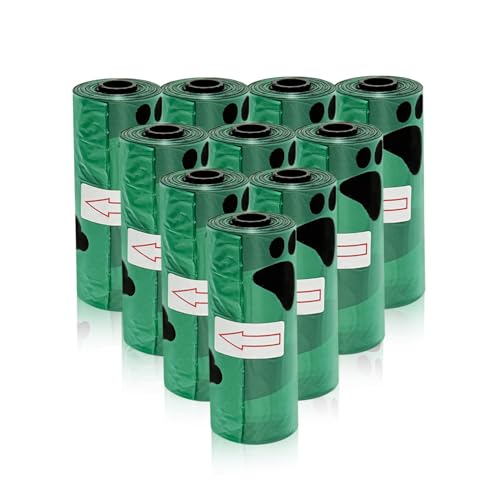 Image of Dog Poop Bags, 150 Count Heavy Duty Waste Bags for Dog, Doggy Poop Bags for Outdoor Walk | Leak-proof | Sturdy | Easy Open | Scented (Deep Green, 150 Count (10 Roll))