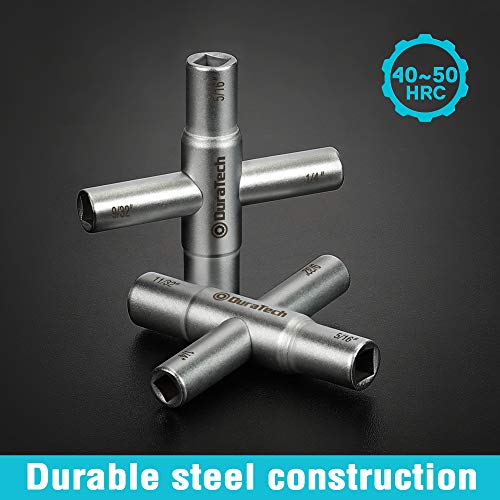 Duratech 4 Way Sillcock Key Set, 1/4", 9/32", 5/16", 11/32", 2-Pack, For Valve, Faucet, And Spigots #TOP3