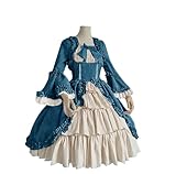 Mustertyp: Patchwork Fannyfuny Mittelalter Kleid Mädchen Große Größen Karneval Kostüm Mittelalter Kostüme Elegant Rockabilly Kleid Cosplay Dress Damen Vintage Maxikleid Für Halloween Karneval Kostüm